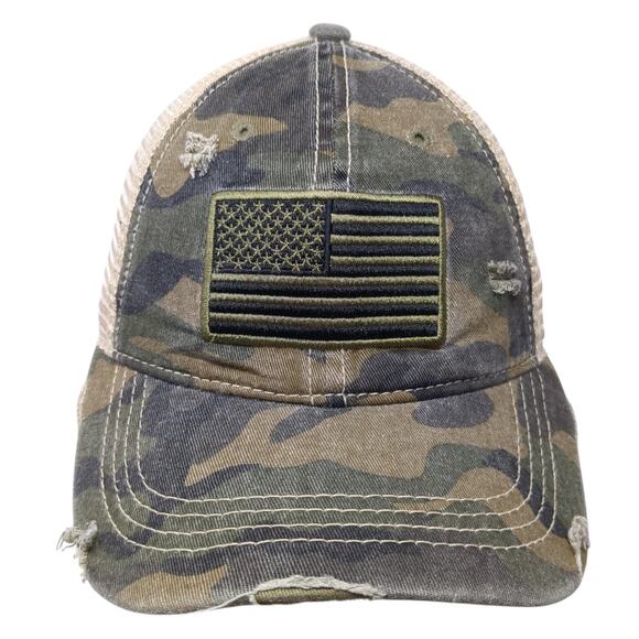 USA Flag Strapback Trucker Hat Multicolor One Size Camo C.C Exclusives - Picture 1 of 9